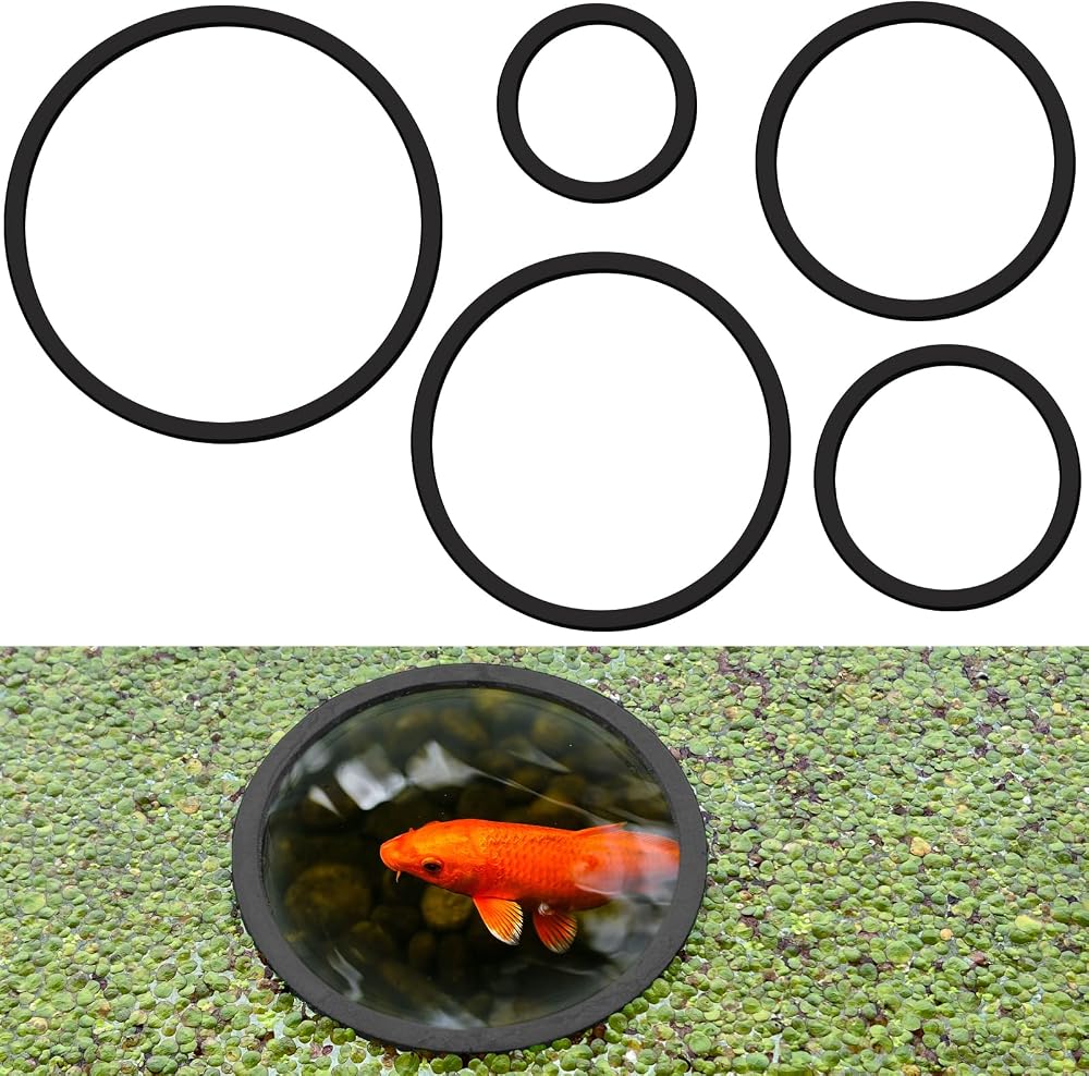 5 Pcs Aquarium Floating Plant Corral - 5 Sizes of Floating Plant Ring, Fish Feeding Ring (Black)